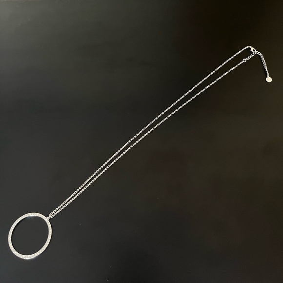 Silver Circle Rhinestone Necklace - Picture 1 of 3